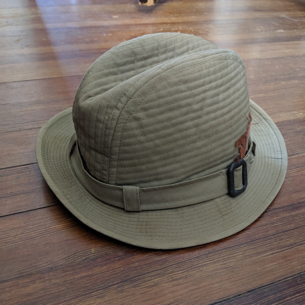 Churchill Ltd khaki feather fedora hat